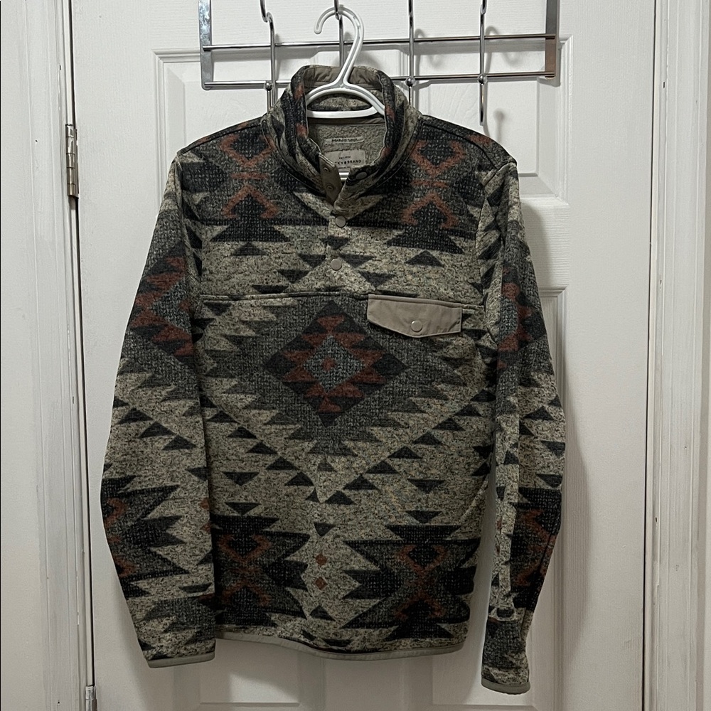 Lucky Brand Men's Aztec Pullover Sweater - Gray and Black